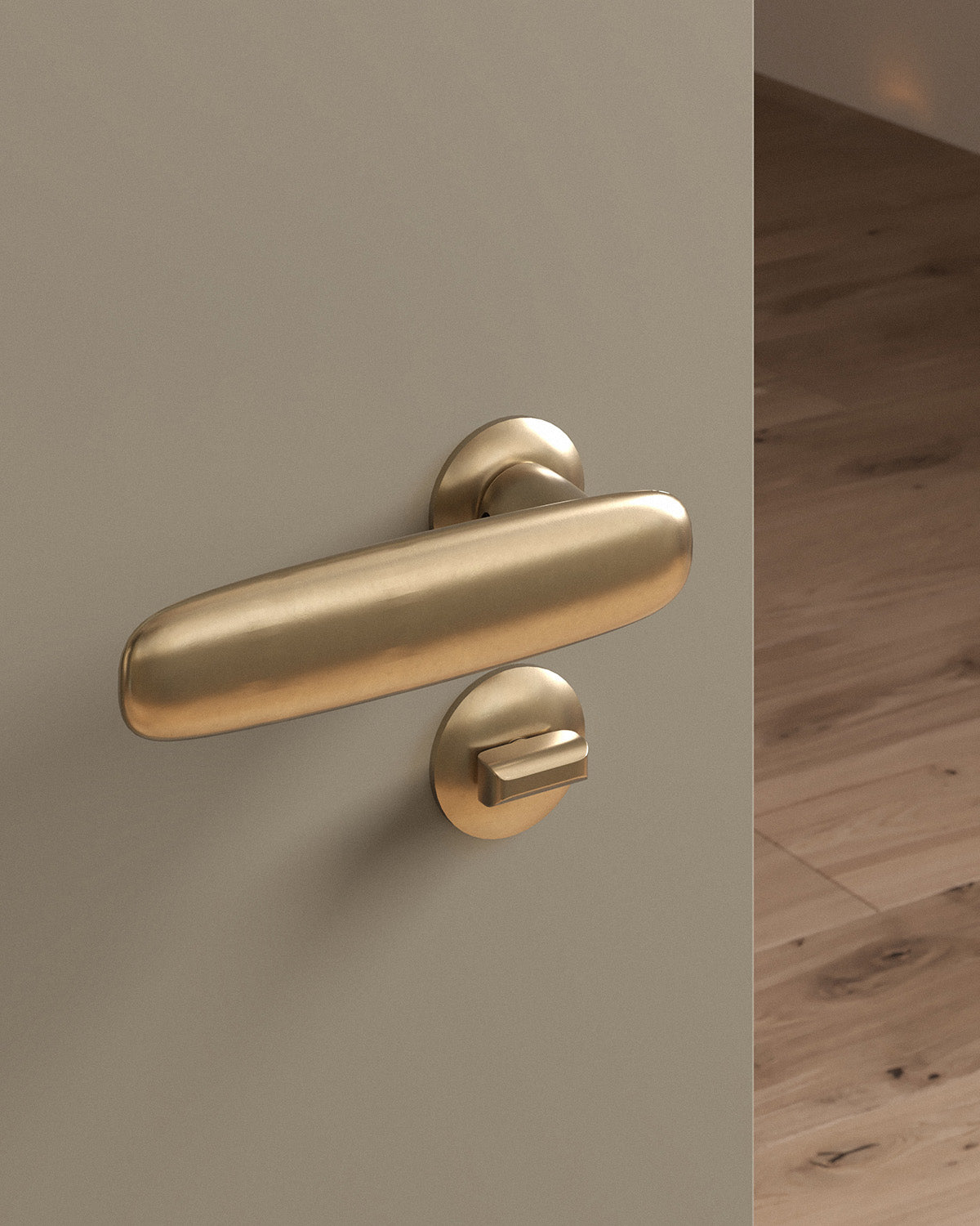 Scholes door lever set, mortise, rose, privacy, Burnished Brass