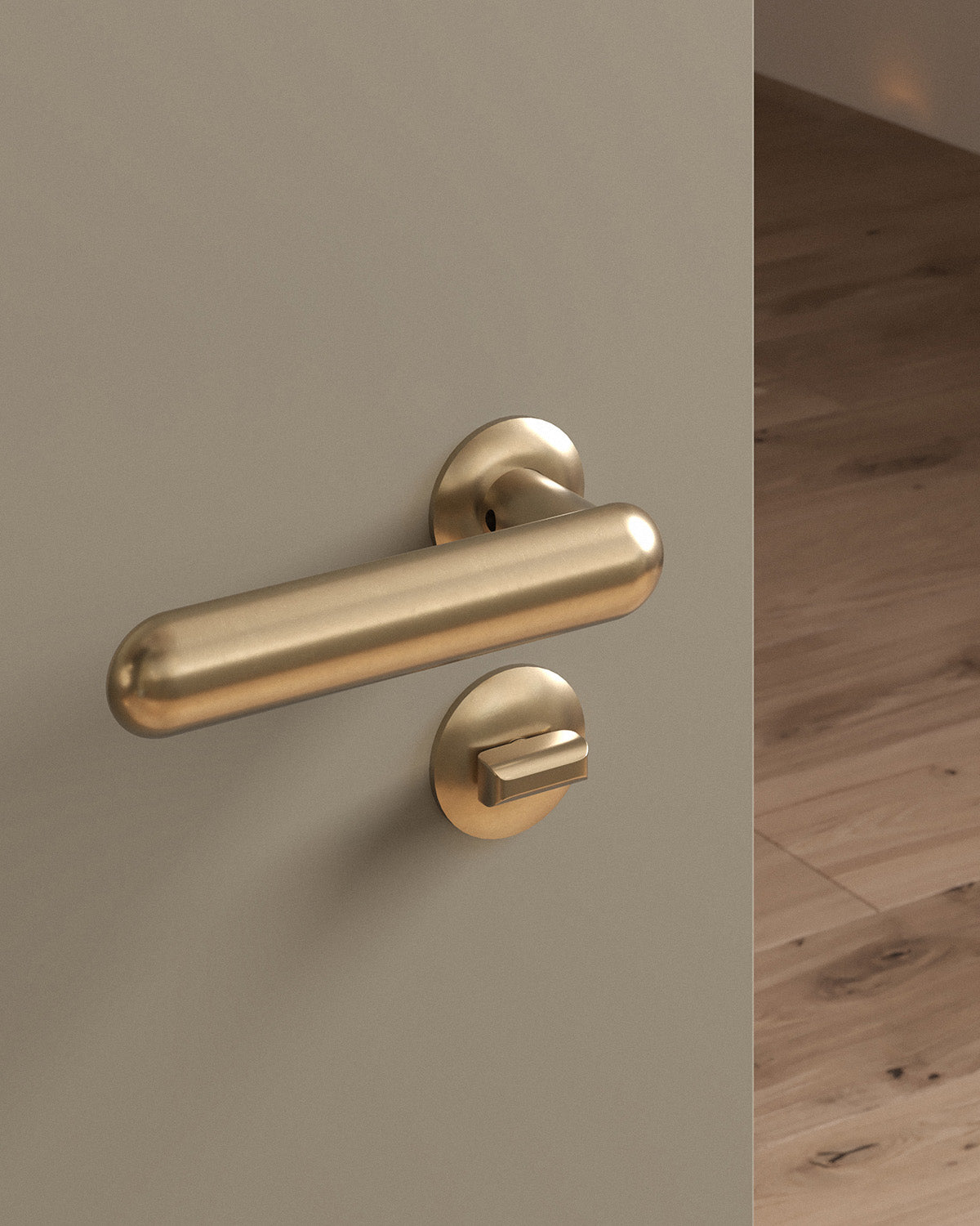 Cheever door lever set, mortise, rose, privacy, Burnished Brass