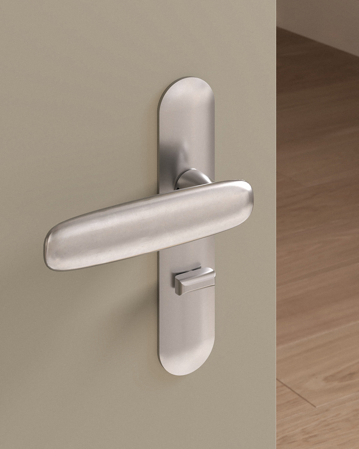 Scholes door lever set, mortise, escutcheon, privacy, Burnished Nickel