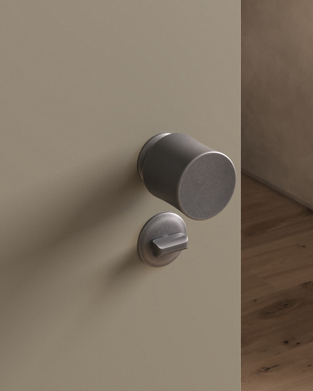 Leonard door knob set, mortise, rose, privacy, Antique Nickel