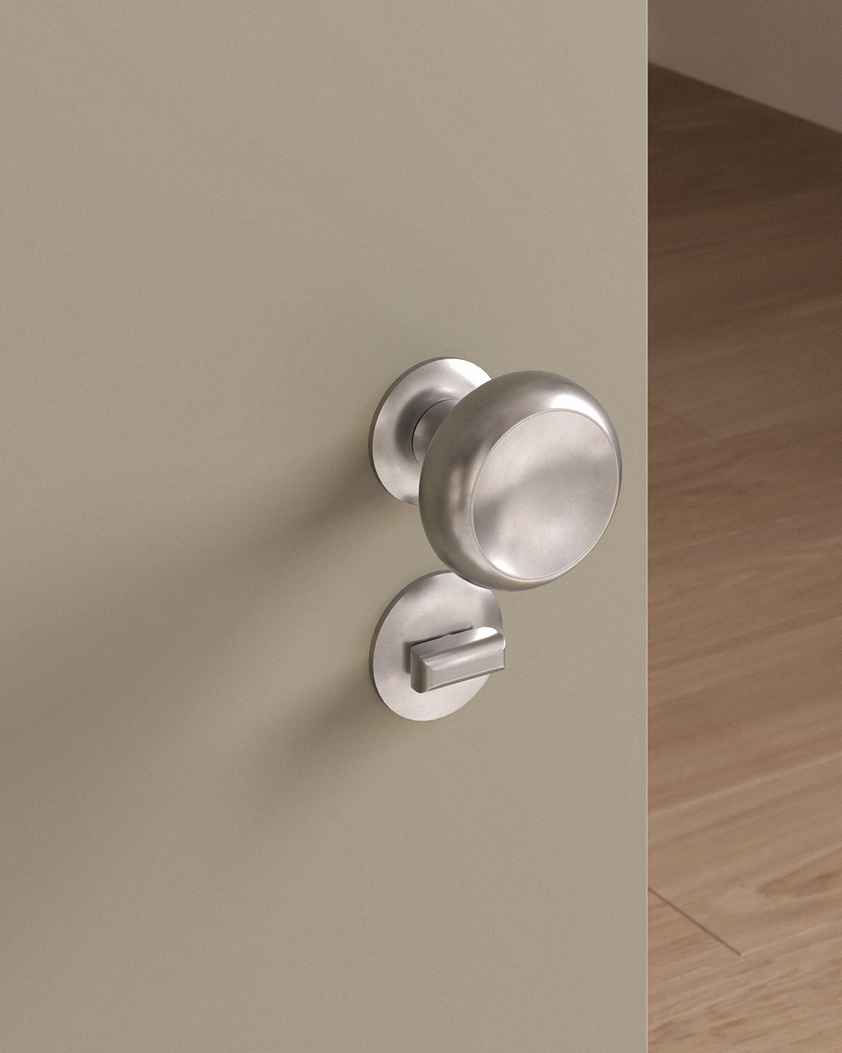Boerum door knob set, mortise, rose, privacy, Burnished Nickel