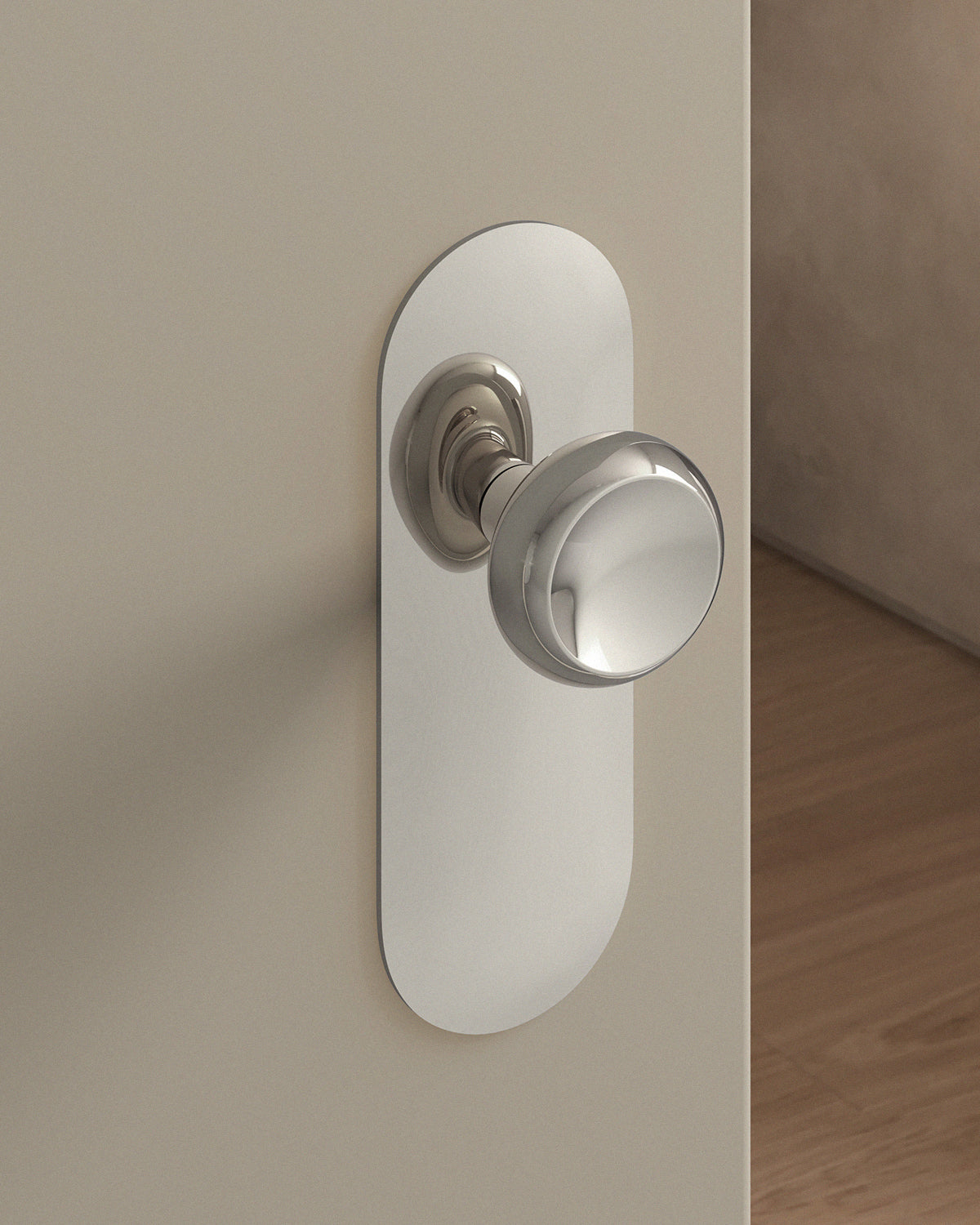 Boerum Door Knob Set Tubular / 2.5" Escutcheon - Single Dummy / Polished Nickel