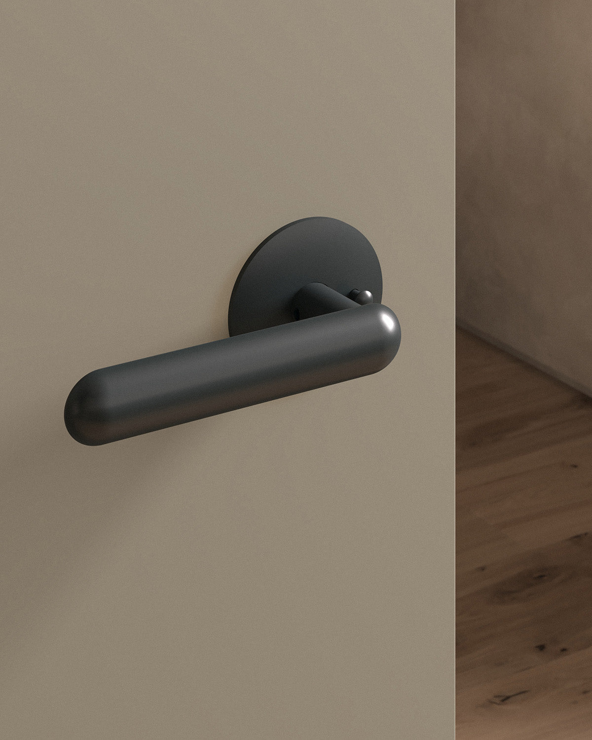 Cheever door lever set, tubular, rose, privacy, Blackened Nickel