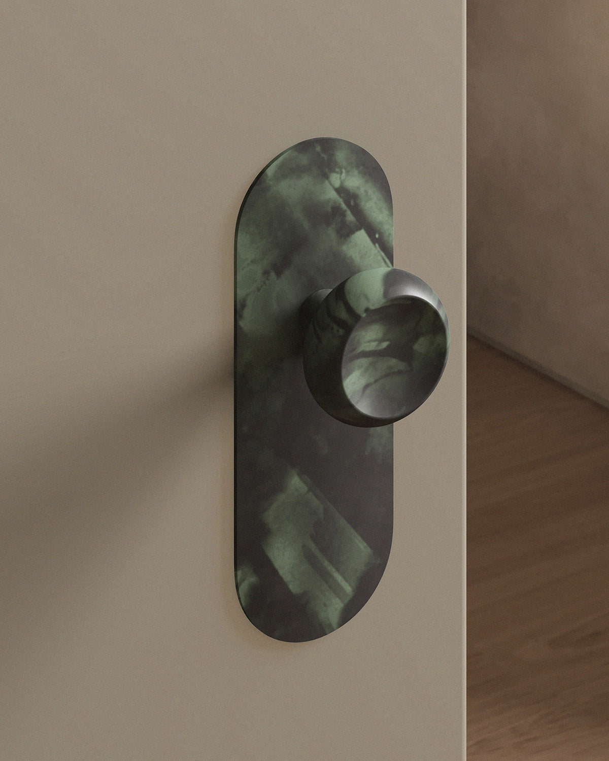 Boerum Door Knob Set Tubular / 2.5" Escutcheon - Single Dummy / Verdigris