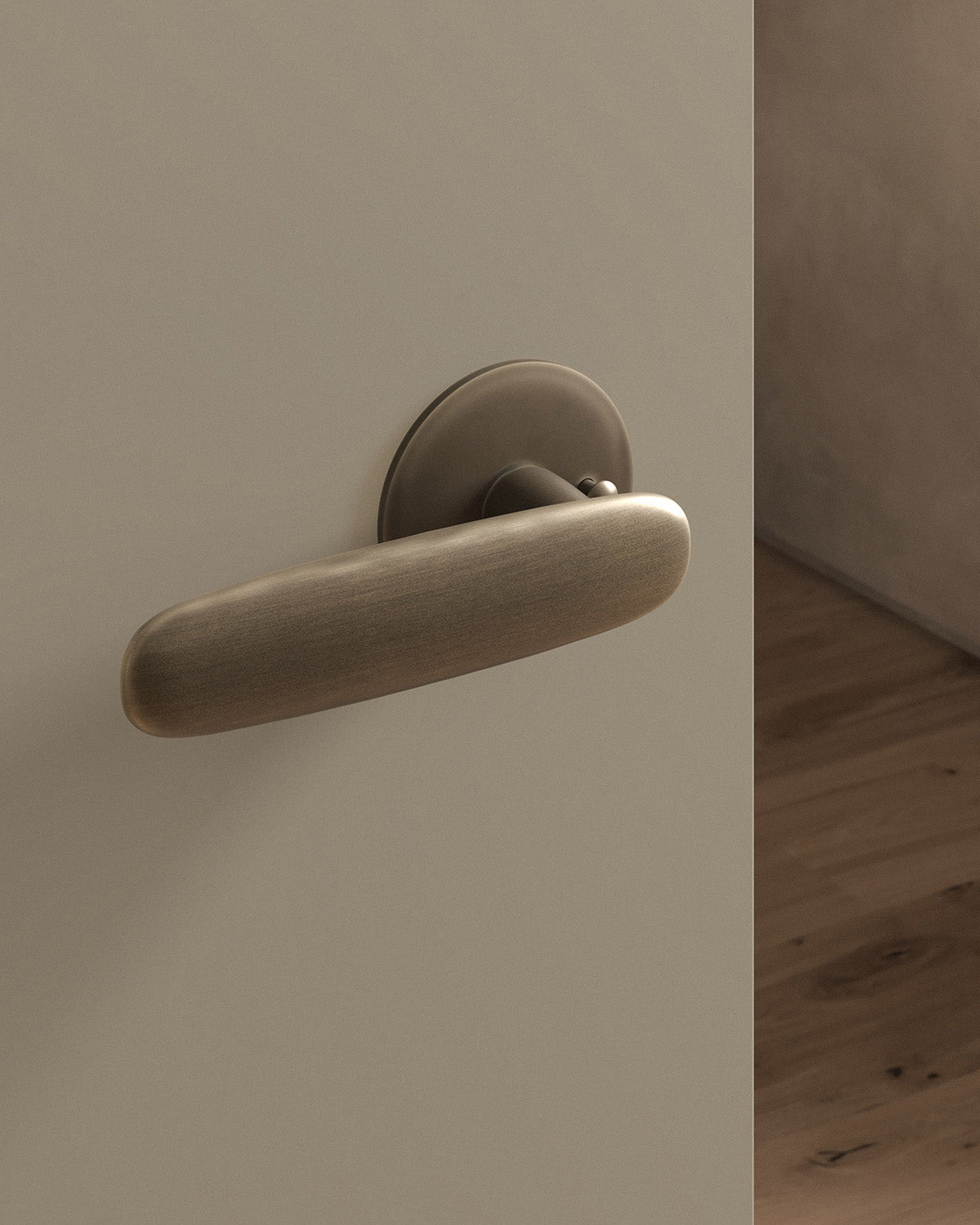 Scholes door lever set, tubular, rose, privacy, Antique Brass