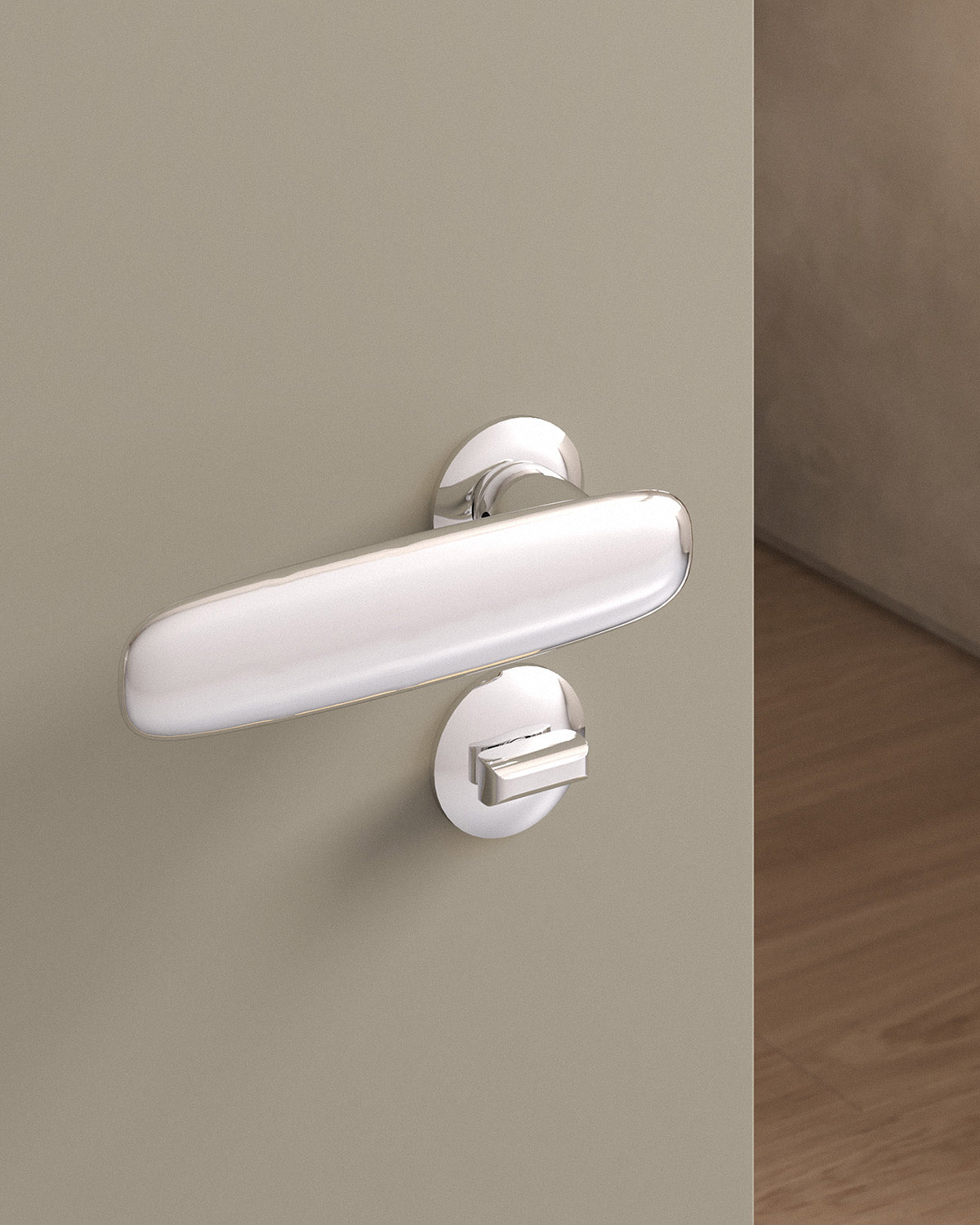 Scholes door lever set, mortise, rose, privacy, Polished Nickel