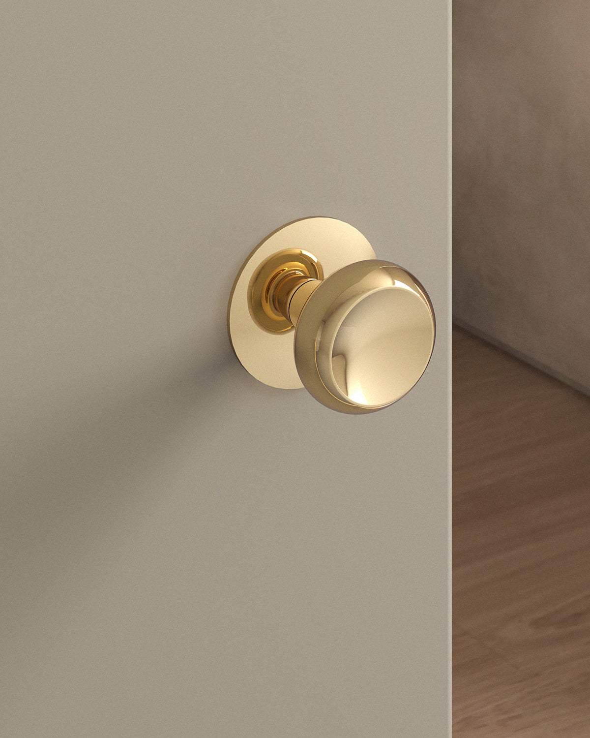 Boerum Door Knob Set Tubular / 2.5" Rose - Single Dummy / Polished Brass