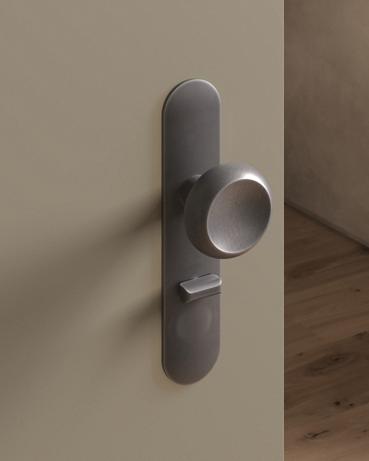Boerum door knob set, mortise, escutcheon, privacy, Antique Nickel