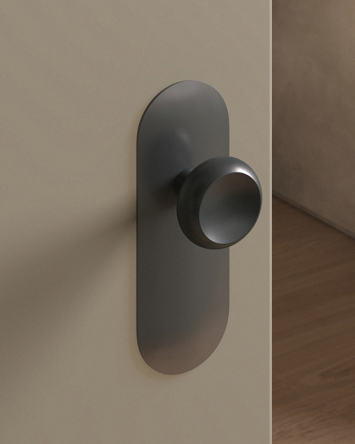 Boerum Door Knob Set Tubular / 2.5" Escutcheon - Single Dummy / Blackened Nickel