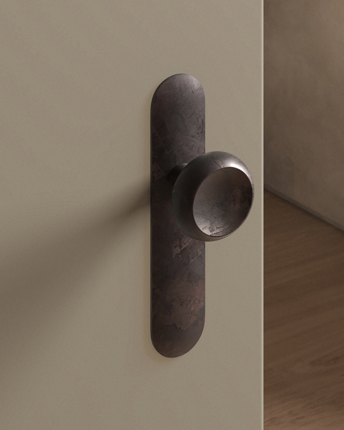 Boerum Door Knob Set Mortise / 1.5" Escutcheon - Passage / Weathered Copper