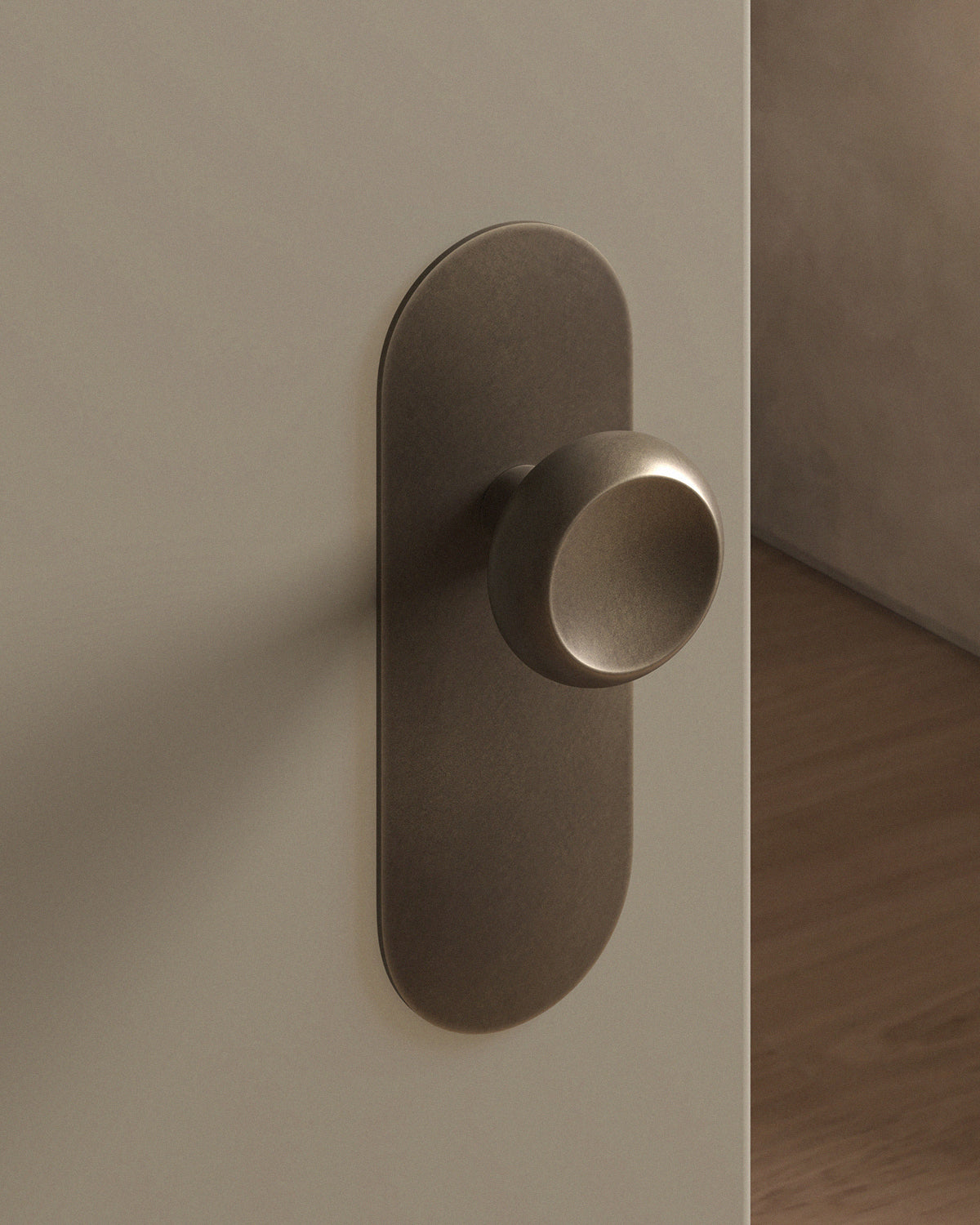 Boerum Door Knob Set Tubular / 2.5" Escutcheon - Single Dummy / Antique Brass