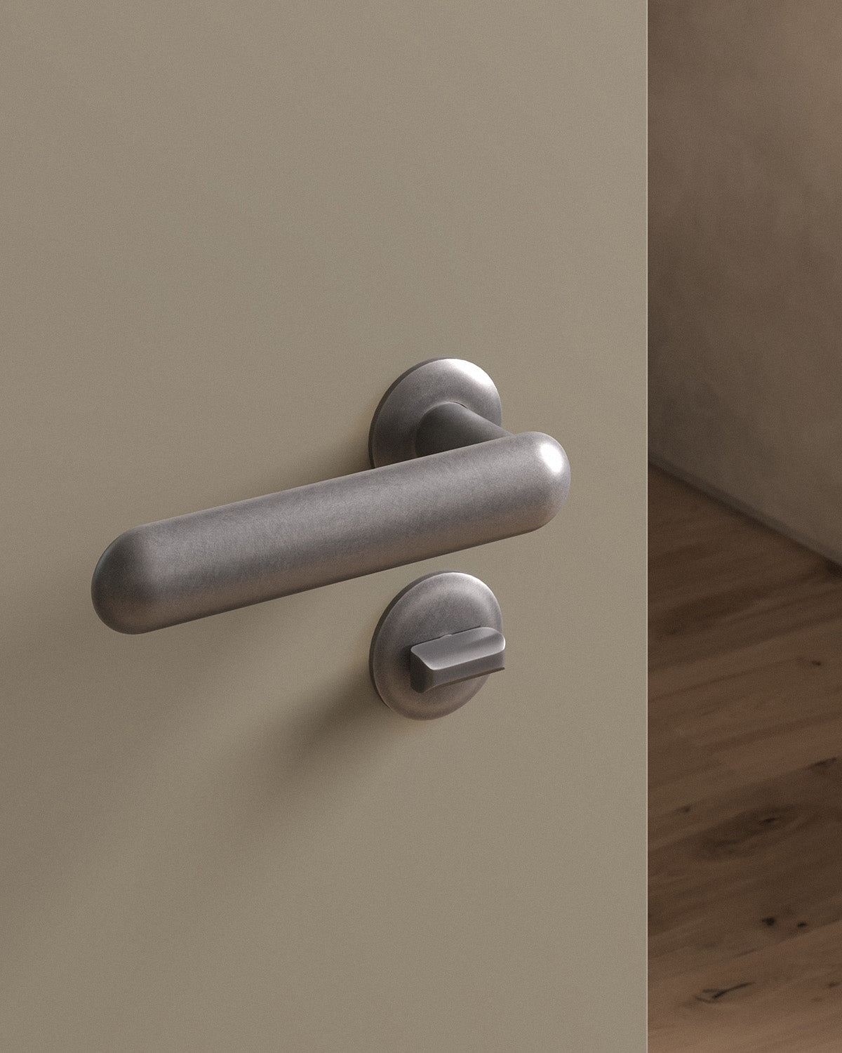 Cheever door lever set, mortise, rose, privacy, Antique Nickel