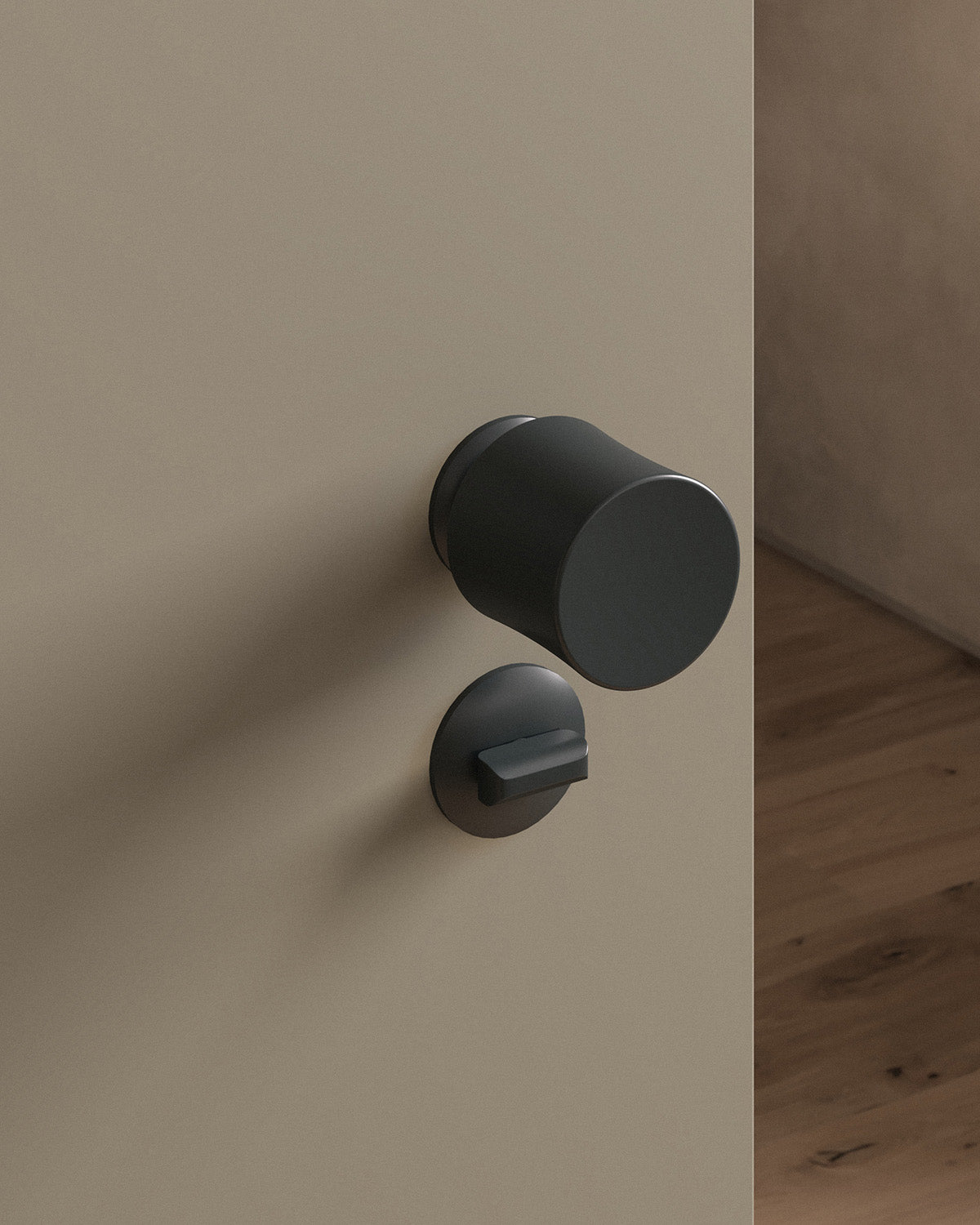 Leonard door knob set, mortise, rose, privacy, Blackened Nickel