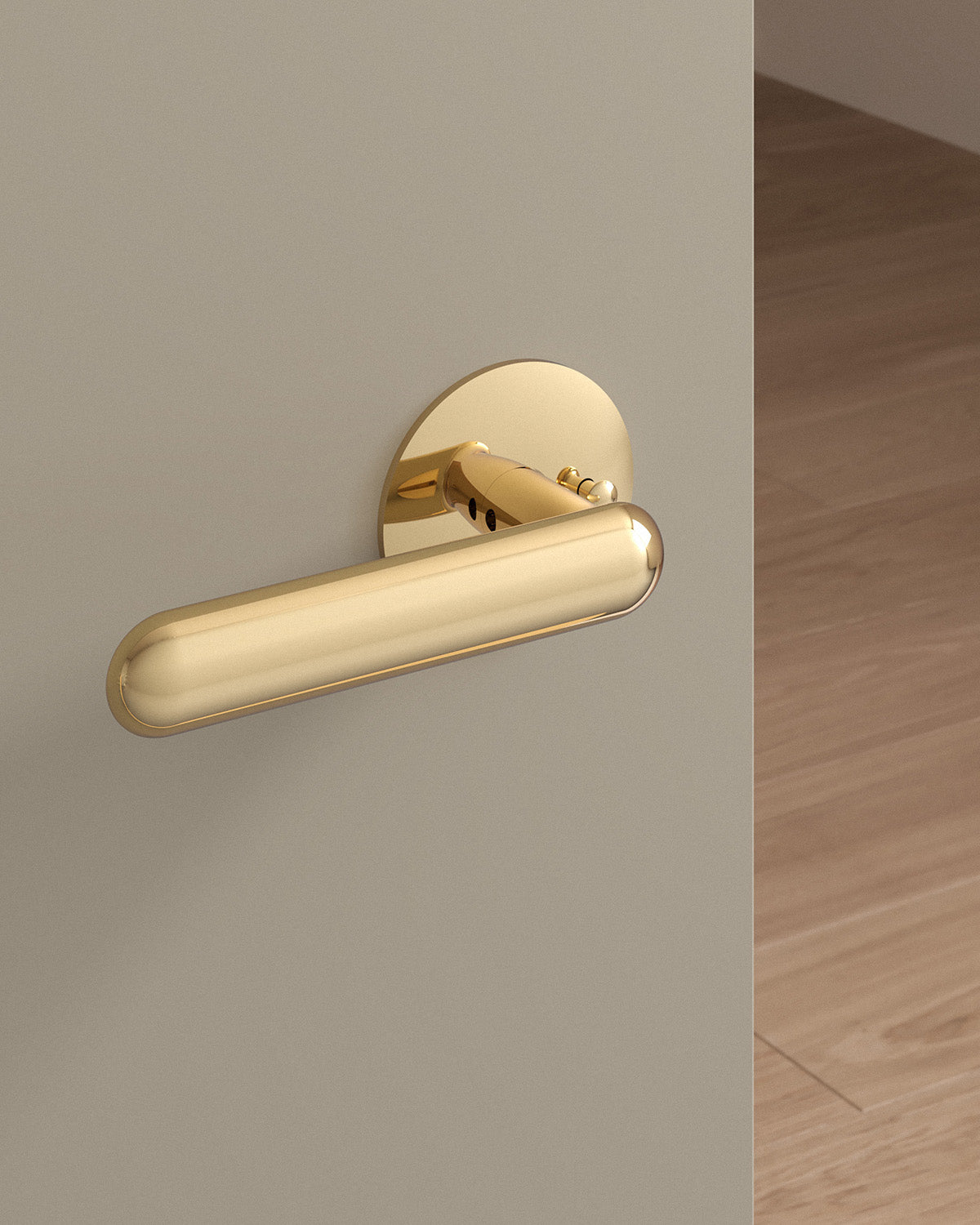 Cheever door lever set, tubular, rose, privacy, Polished Brass