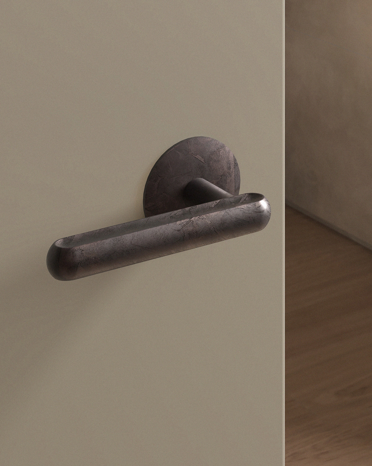 Boerum Door Lever Set Tubular / 2.5" Rose - Passage / Weathered Copper