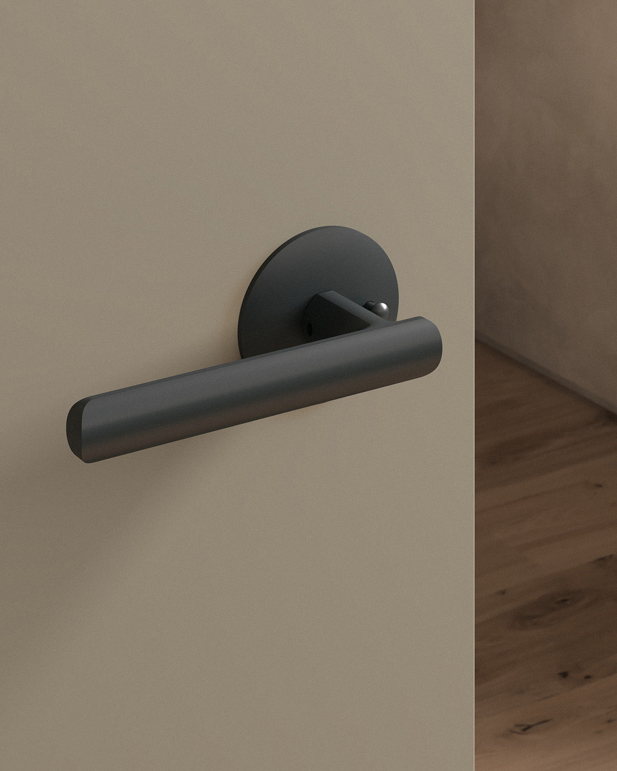 Nostrand door lever set, tubular, rose, privacy, Blackened Nickel