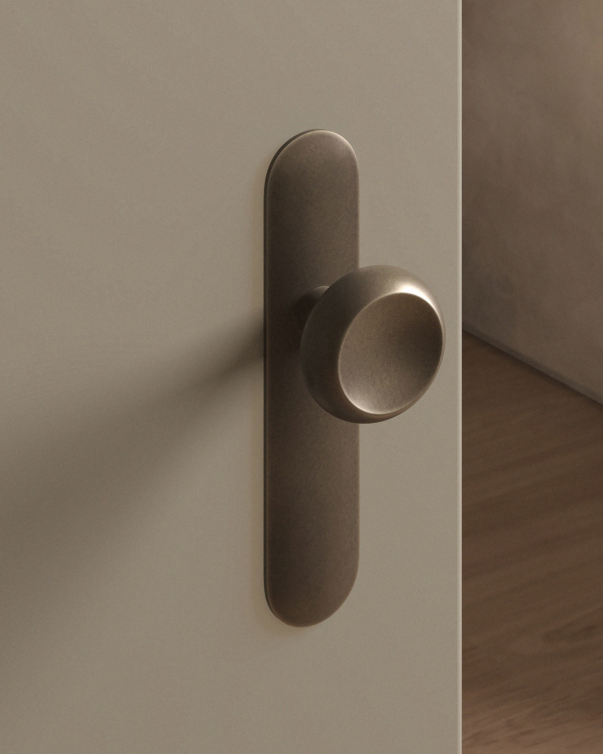 Boerum Door Knob Set Mortise / 1.5" Escutcheon - Single Dummy / Antique Brass