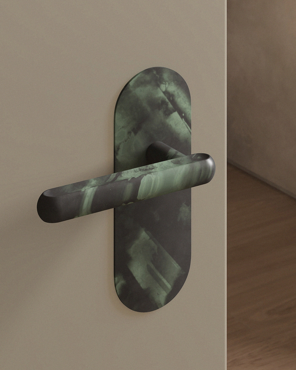 Boerum Door Lever Set Tubular / 2.5" Escutcheon - Passage / Verdigris