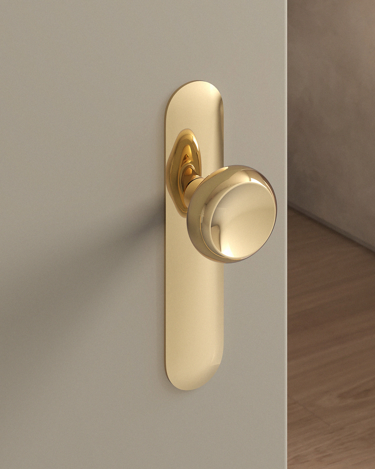 Boerum Door Knob Set Mortise / 1.5" Escutcheon - Single Dummy / Polished Brass