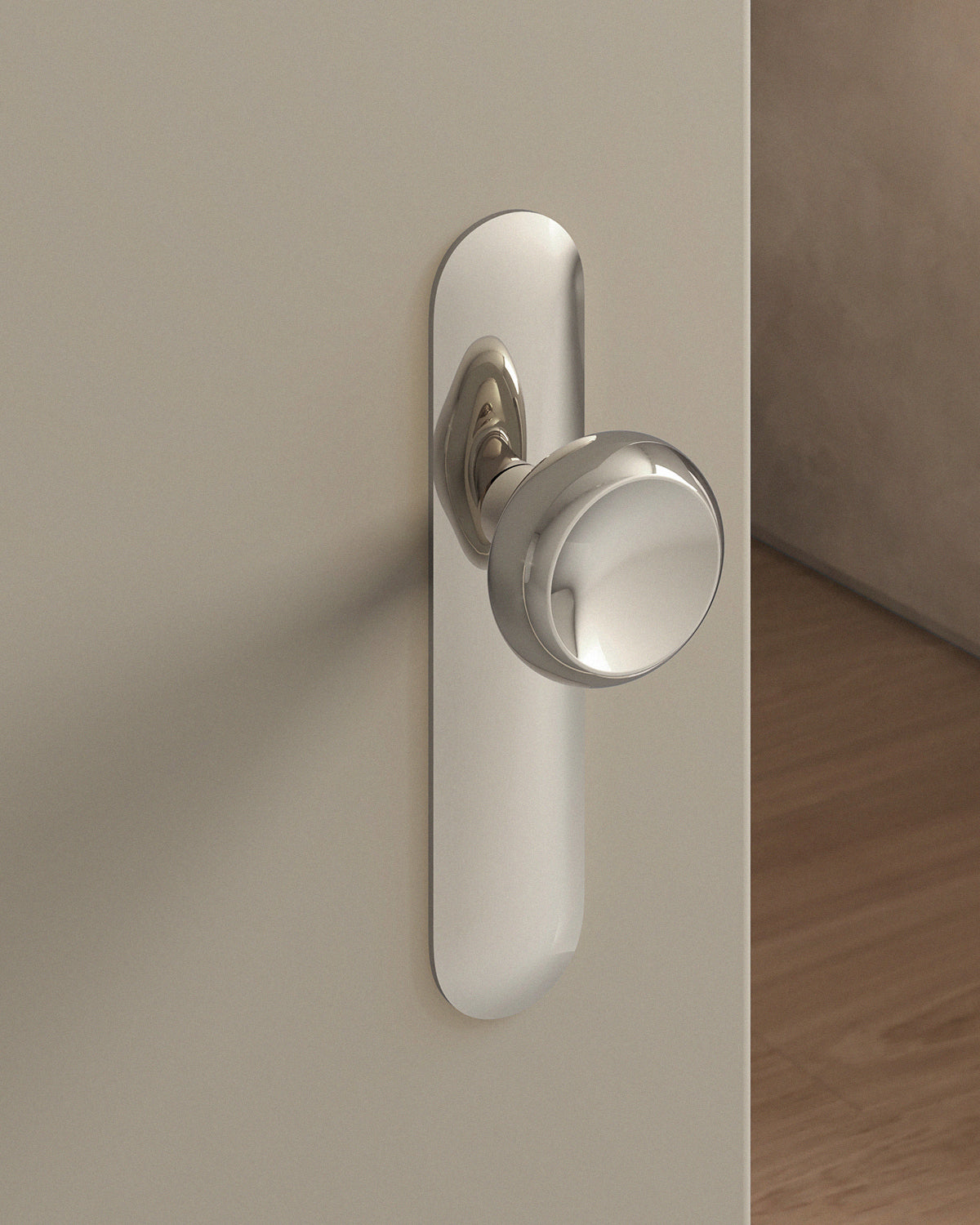 Boerum Door Knob Set Mortise / 1.5" Escutcheon - Single Dummy / Polished Nickel