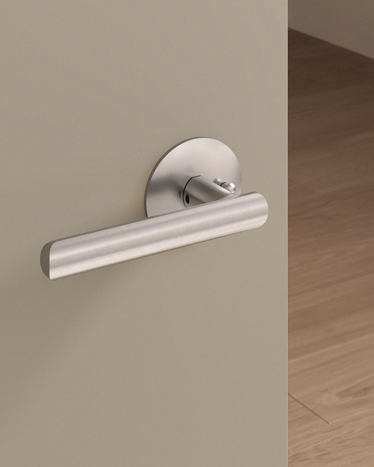 Nostrand door lever set, tubular, rose, privacy, Burnished Nickel