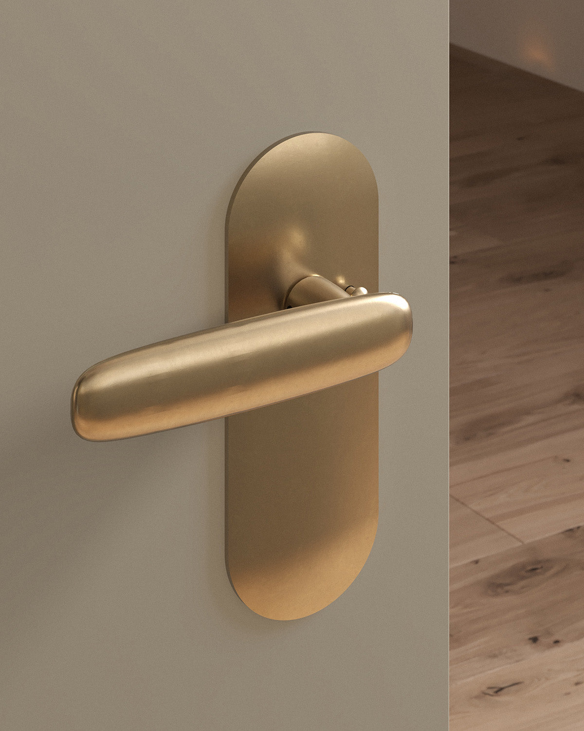 Scholes door lever set, tubular, escutcheon, privacy, Burnished Brass