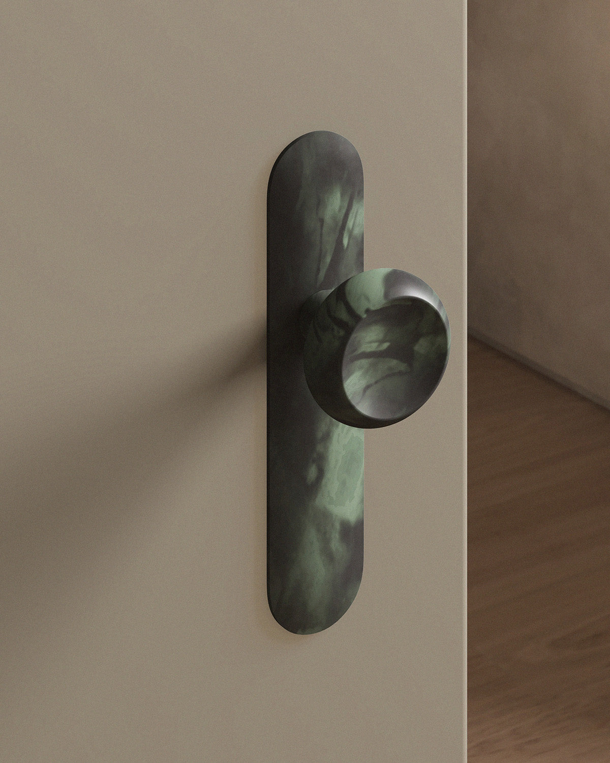 Boerum Door Knob Set Mortise / 1.5" Escutcheon - Passage / Verdigris