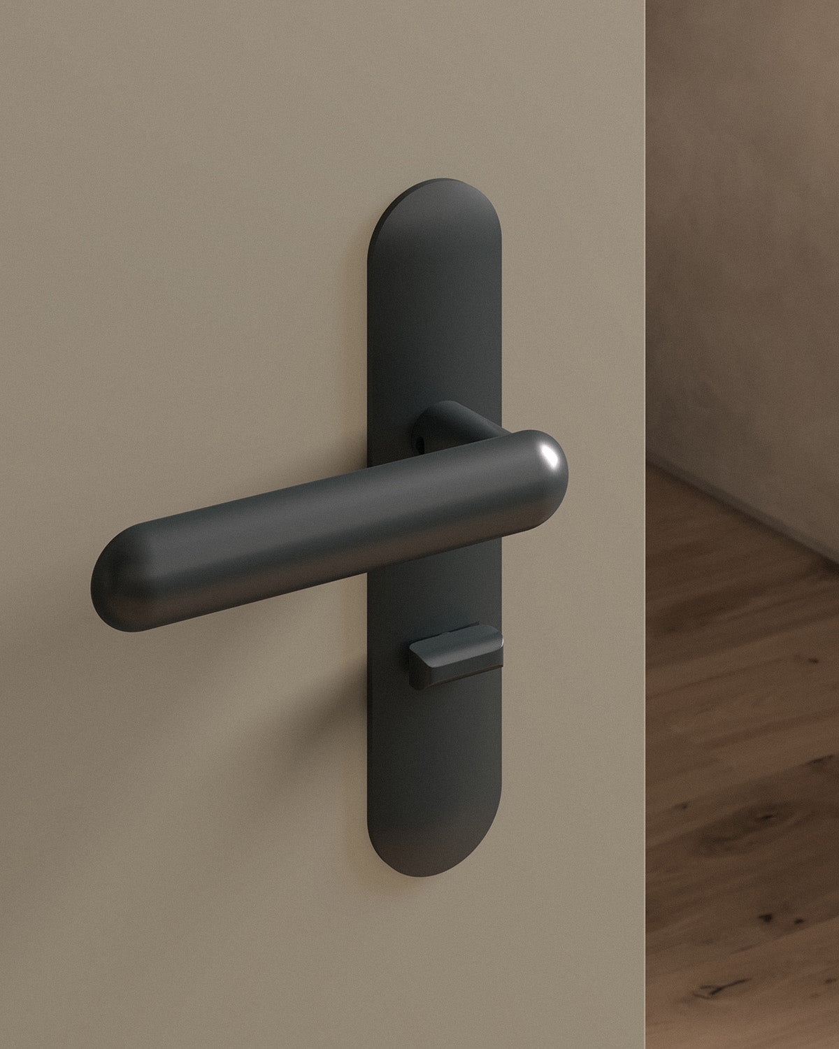 Cheever door lever set, mortise, escutcheon, privacy, Blackened Nickel