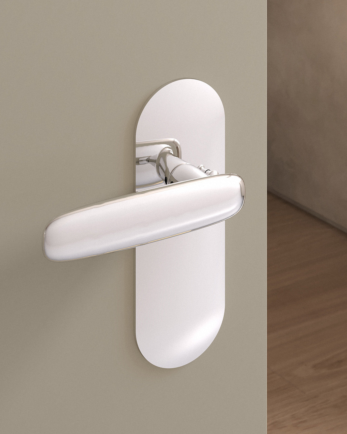 Scholes door lever set, tubular, escutcheon, privacy, Polished Nickel