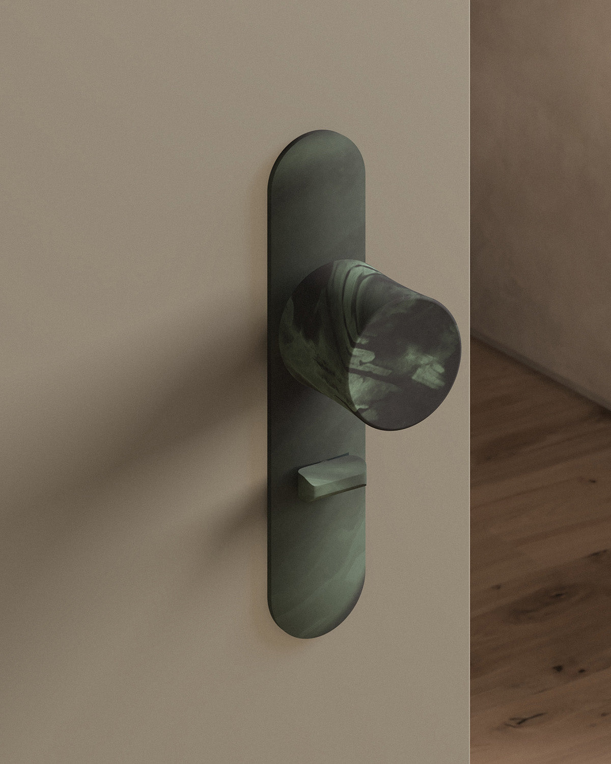 Leonard door knob set, mortise, escutcheon, privacy, Verdigris