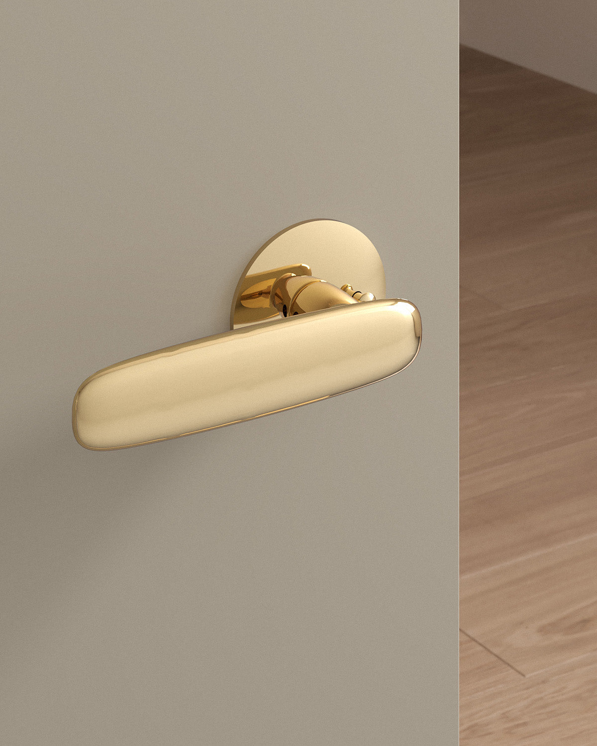 Scholes door lever set, tubular, rose, privacy, Polished Brass