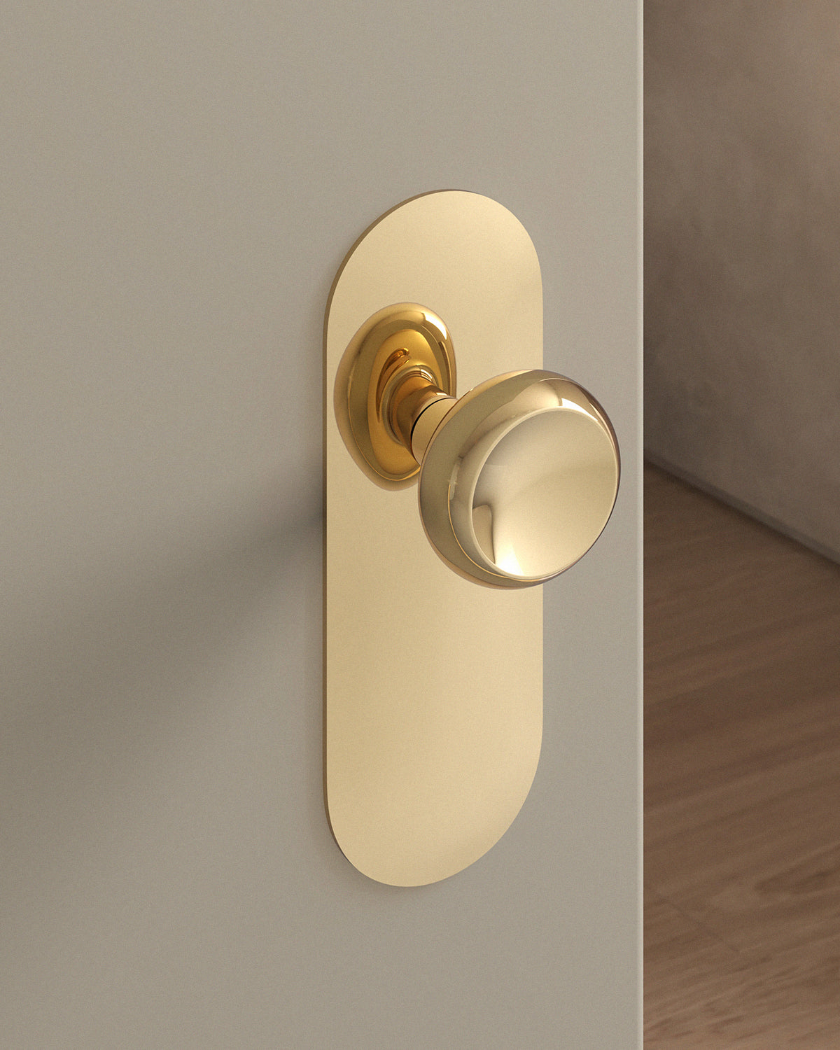 Boerum Door Knob Set Tubular / 2.5" Escutcheon - Single Dummy / Polished Brass