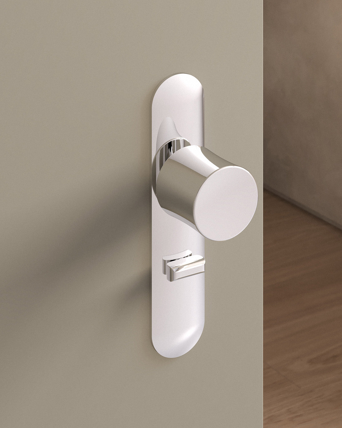 Leonard door knob set, mortise, escutcheon, privacy, Polished Nickel