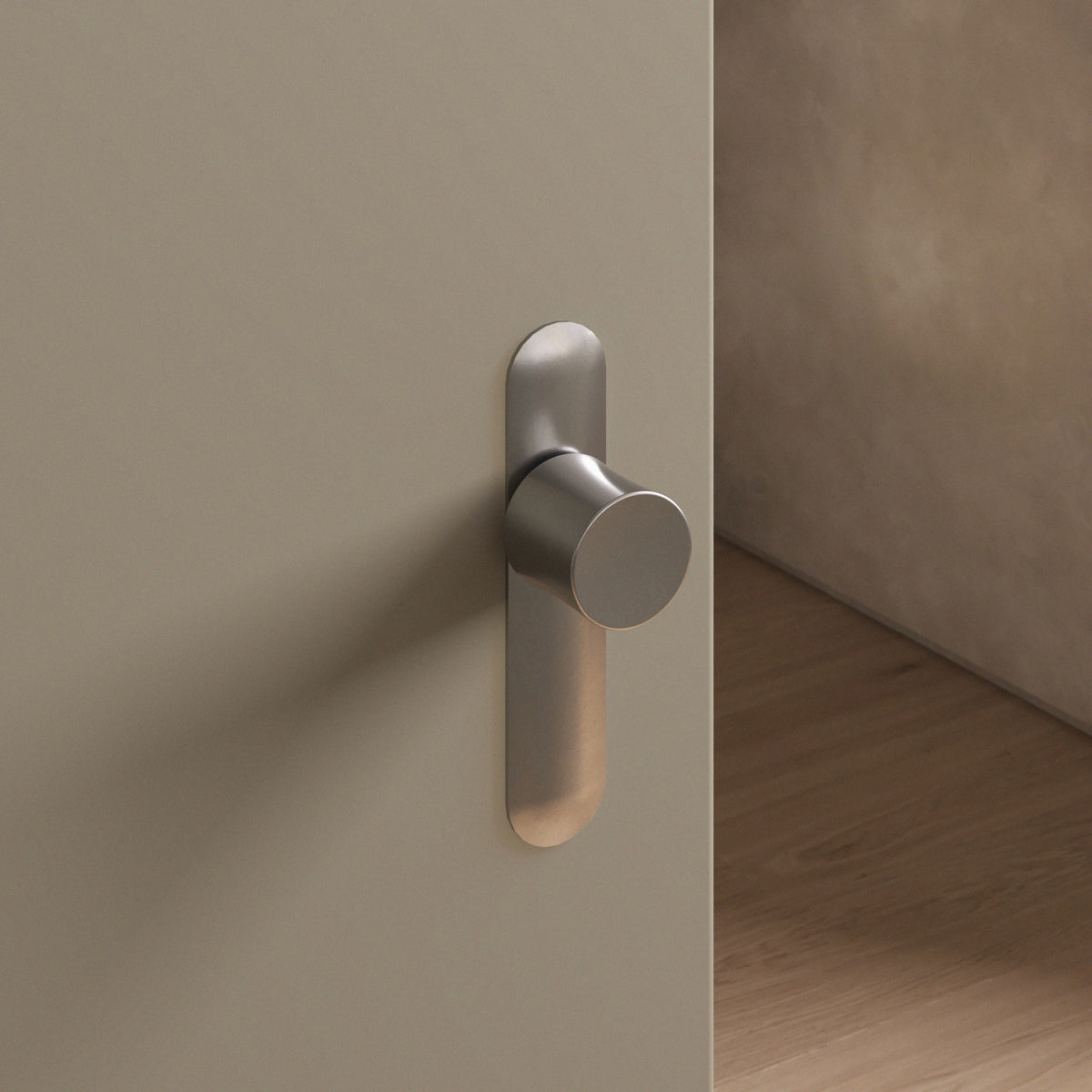 Leonard door knob set, mortise, escutcheon, Burnished Nickel
