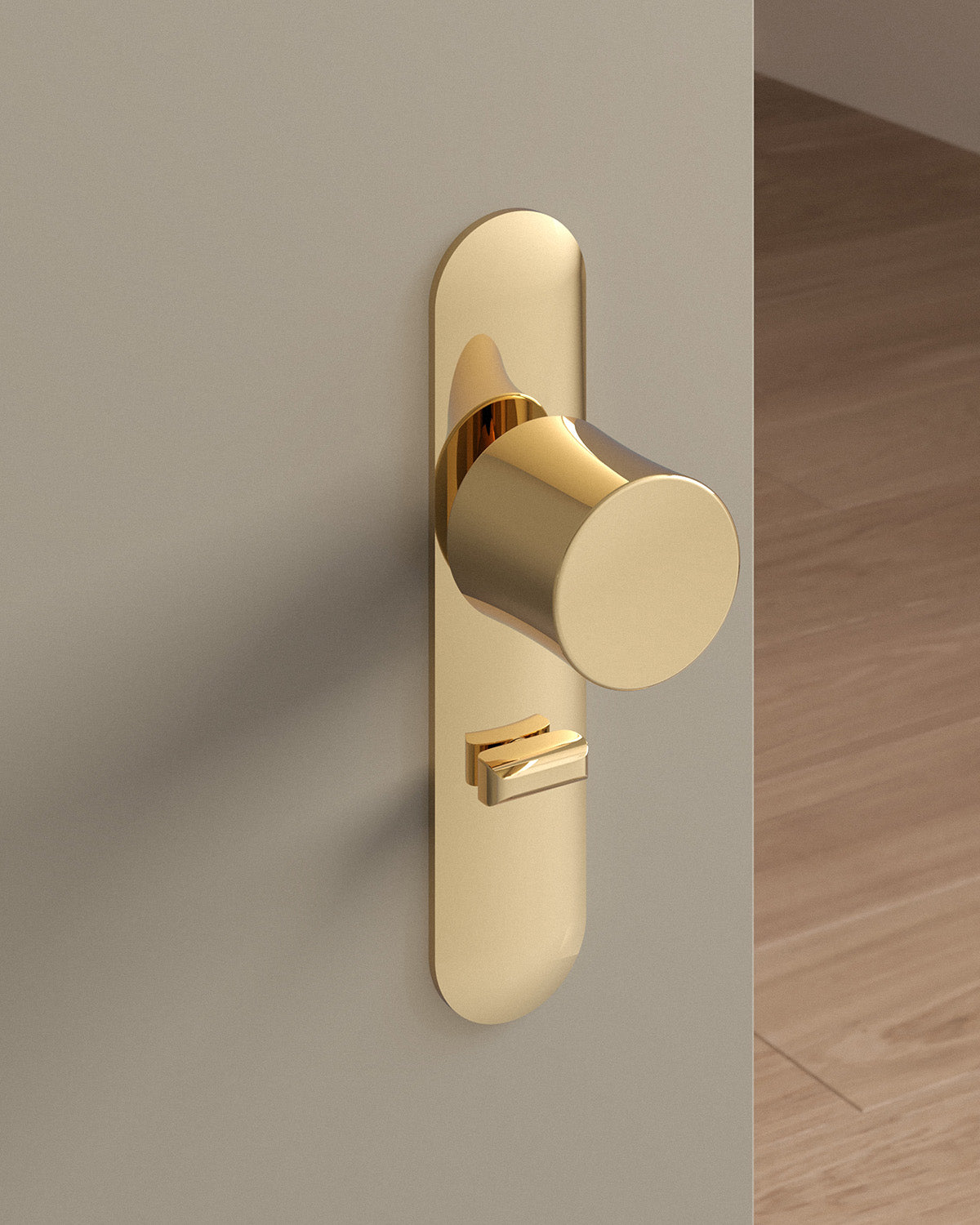 Leonard door knob set, mortise, escutcheon, privacy, Polished Brass