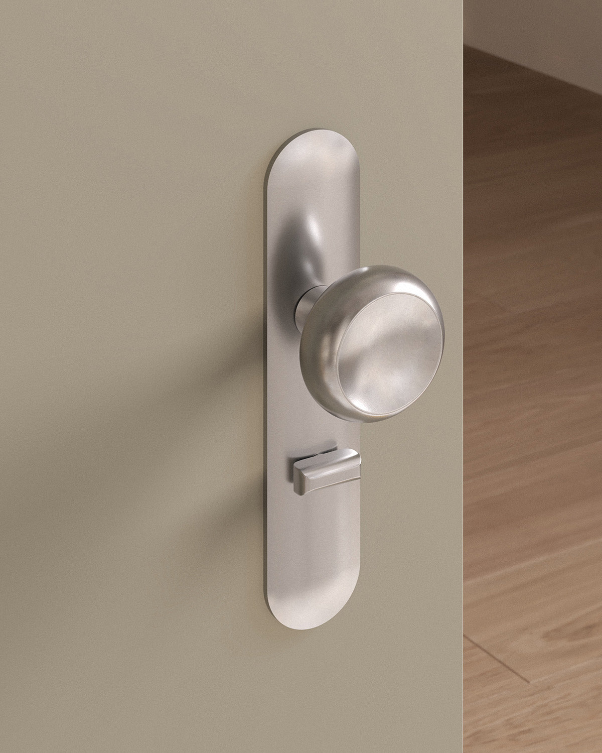 Boerum door knob set, mortise, escutcheon, privacy, Burnished Nickel