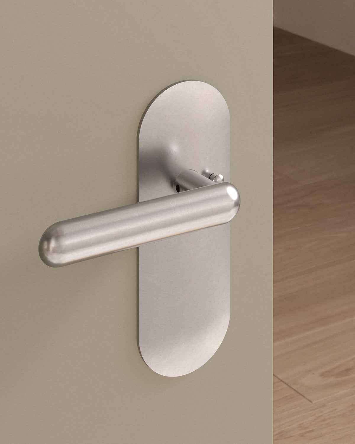 Cheever door lever set, tubular, escutcheon, privacy, Burnished Nickel