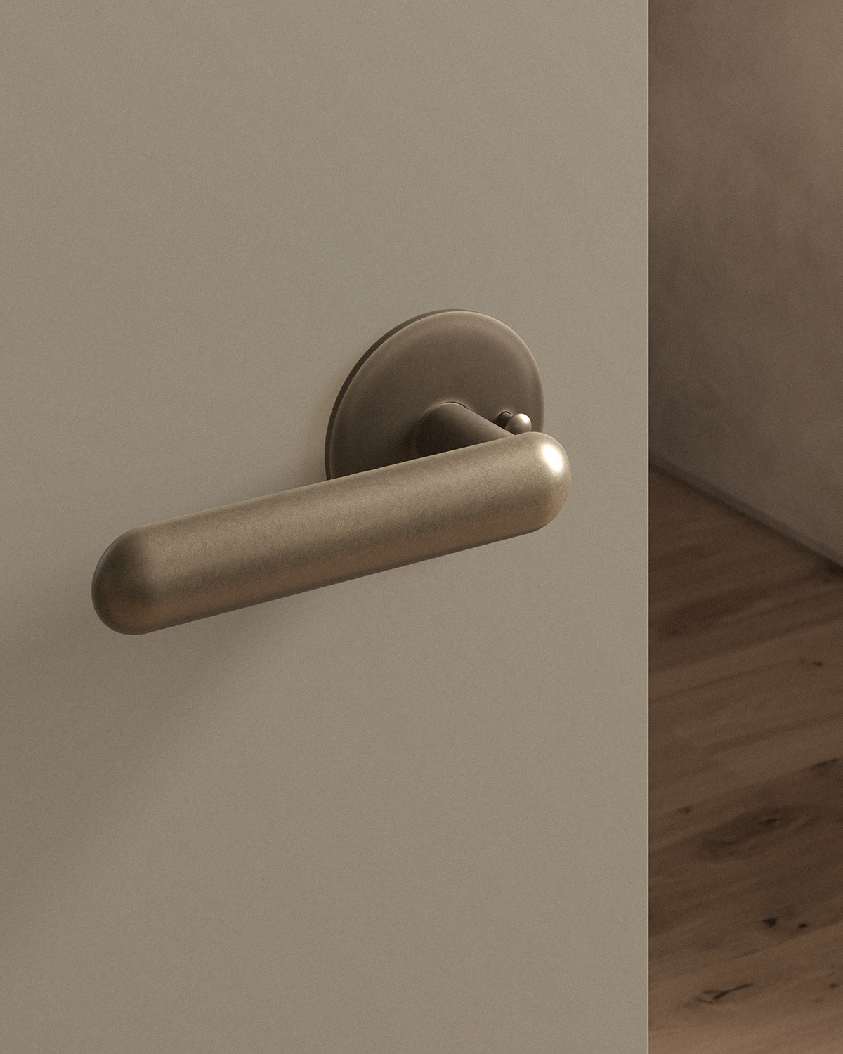 Cheever door lever set, tubular, rose, privacy, Antique Brass