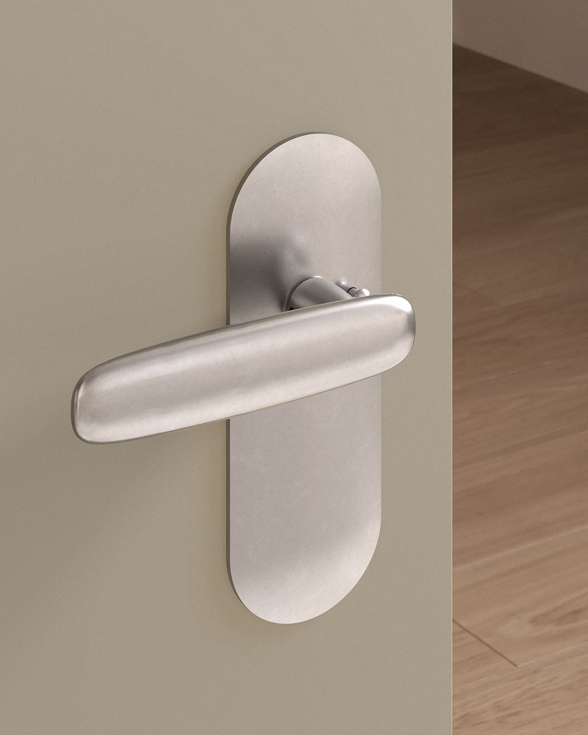 Scholes door lever set, tubular, escutcheon, privacy, Burnished Nickel