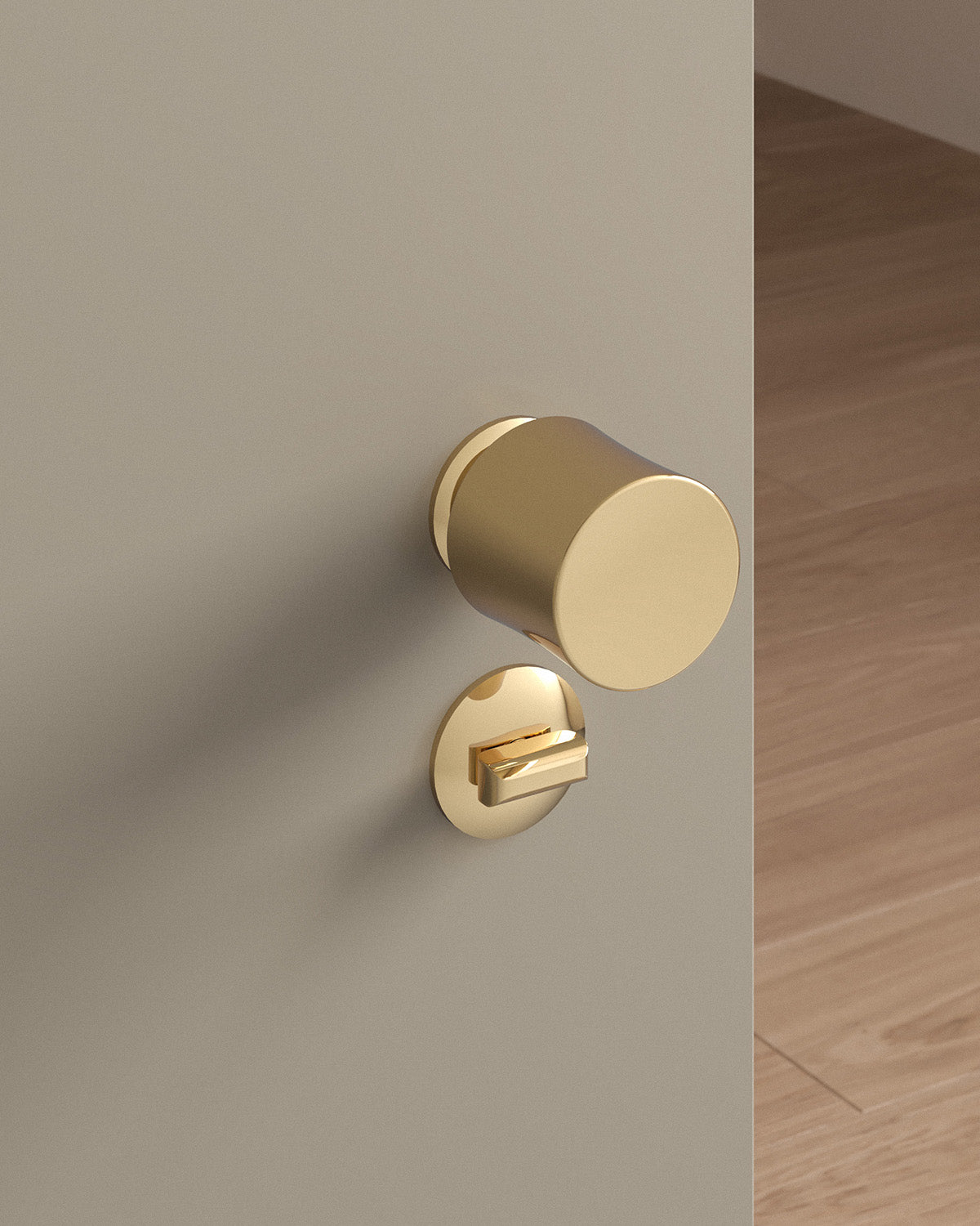 Leonard door knob set, mortise, rose, privacy, Polished Brass