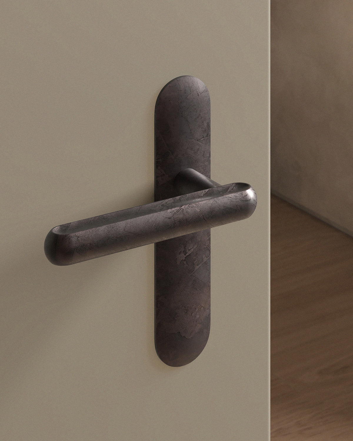 Boerum Door Lever Set Mortise / 1.5" Escutcheon - Single Dummy / Weathered Copper