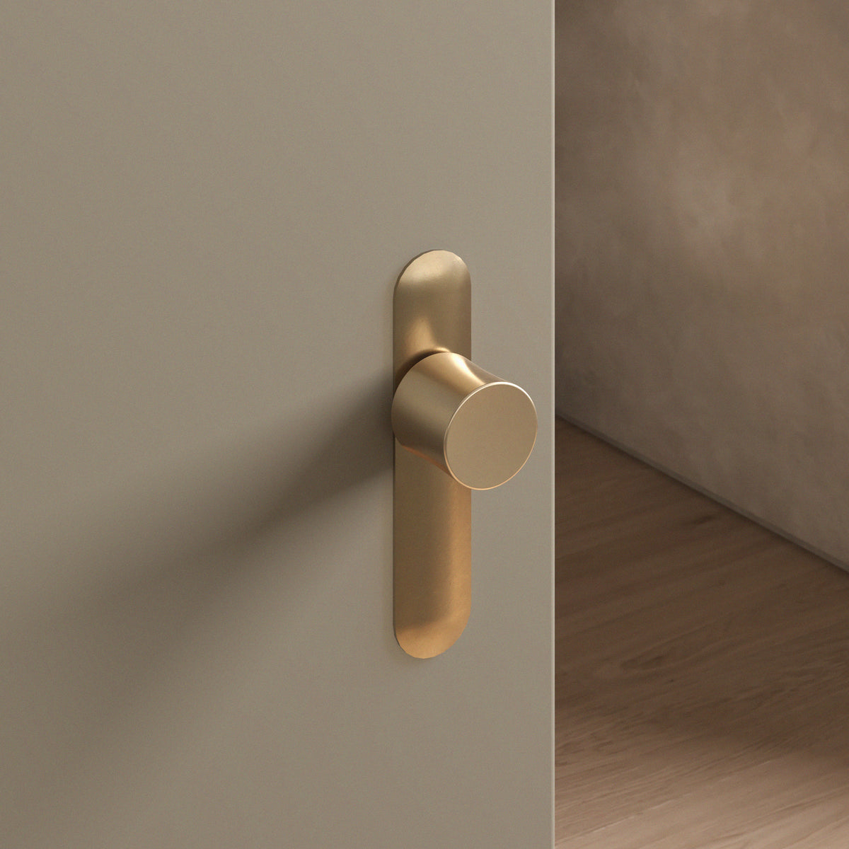 Leonard door knob set, mortise, escutcheon, Burnished Brass