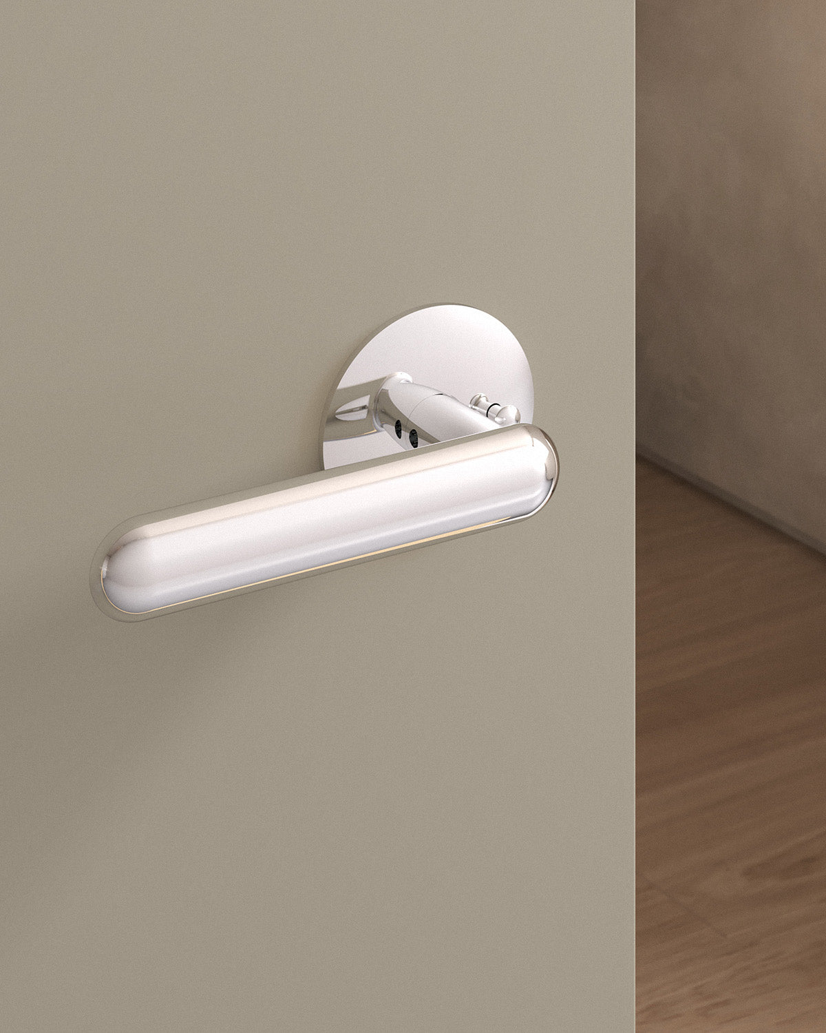 Cheever door lever set, tubular, rose, privacy, Polished Nickel