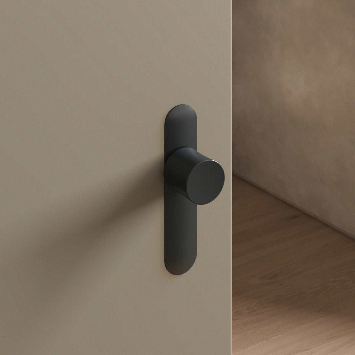 Leonard door knob set, mortise, escutcheon, Blackened Nickel