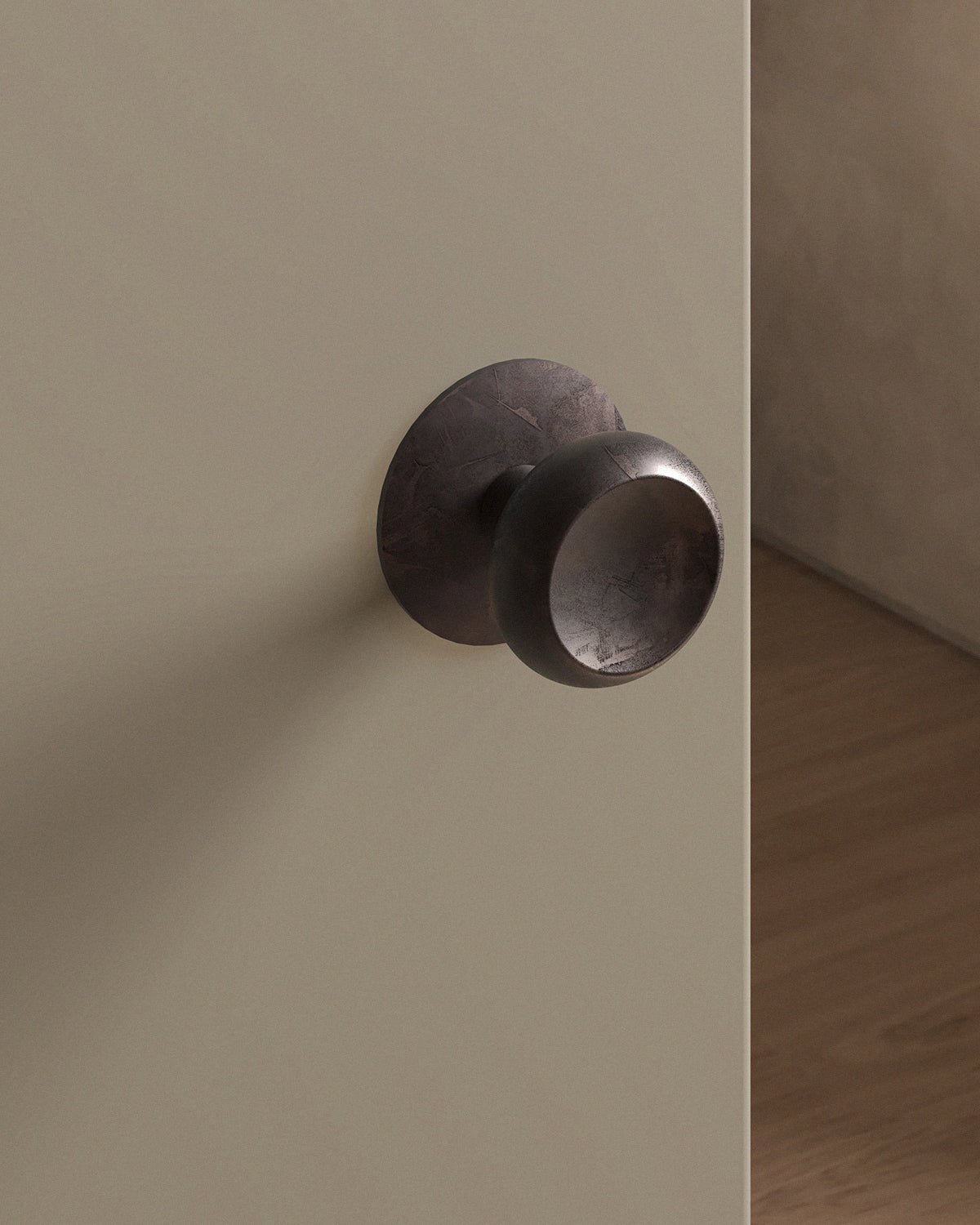 Boerum Door Knob Set Tubular / 2.5" Rose - Passage / Weathered Copper