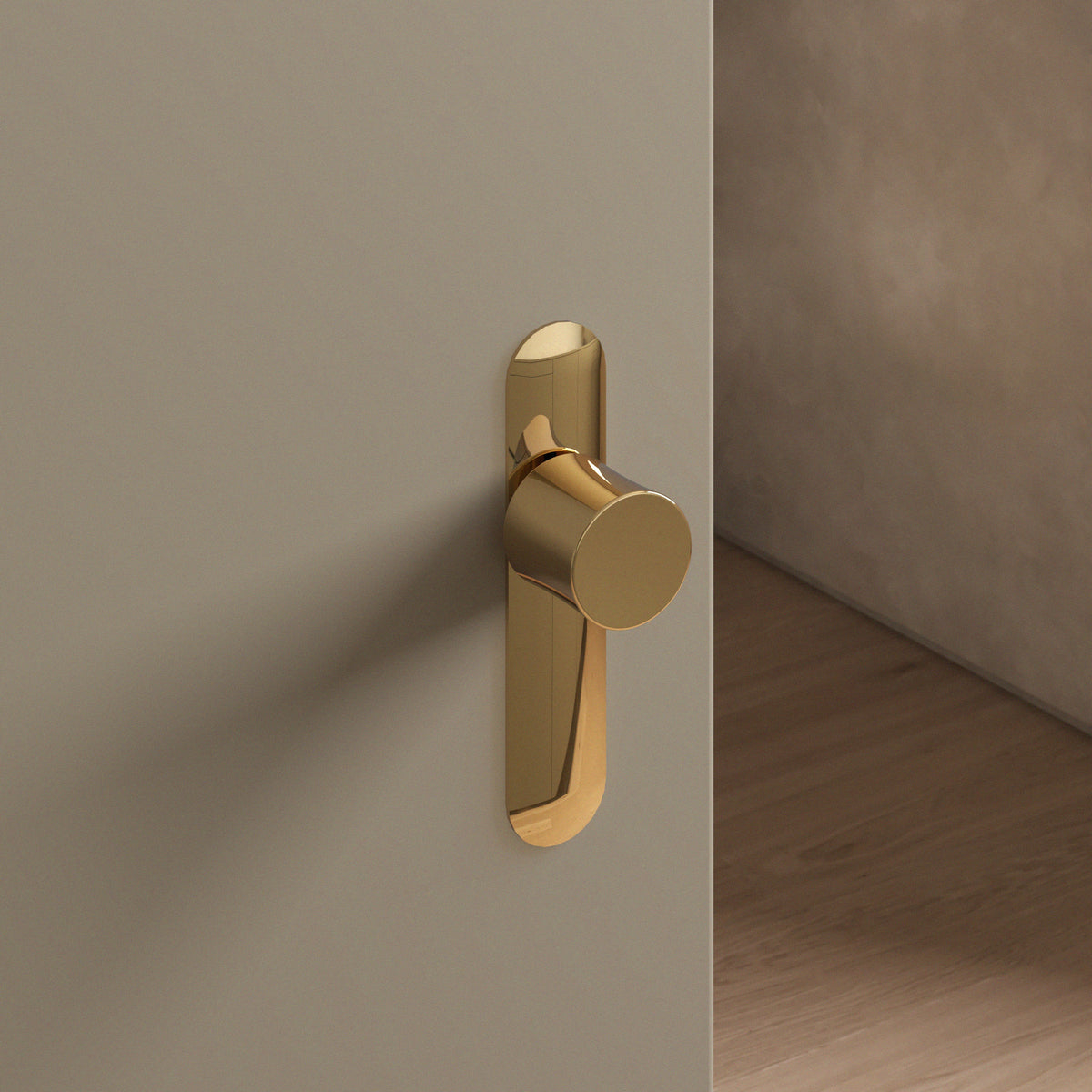 Leonard door knob set, mortise, escutcheon, Polished Brass