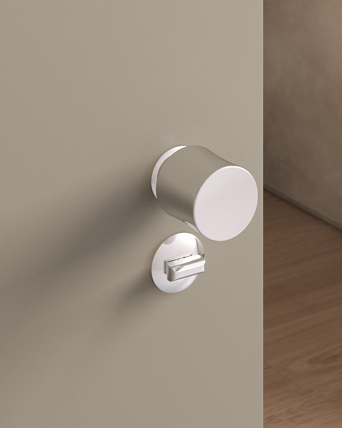 Leonard door knob set, mortise, rose, privacy, Polished Nickel
