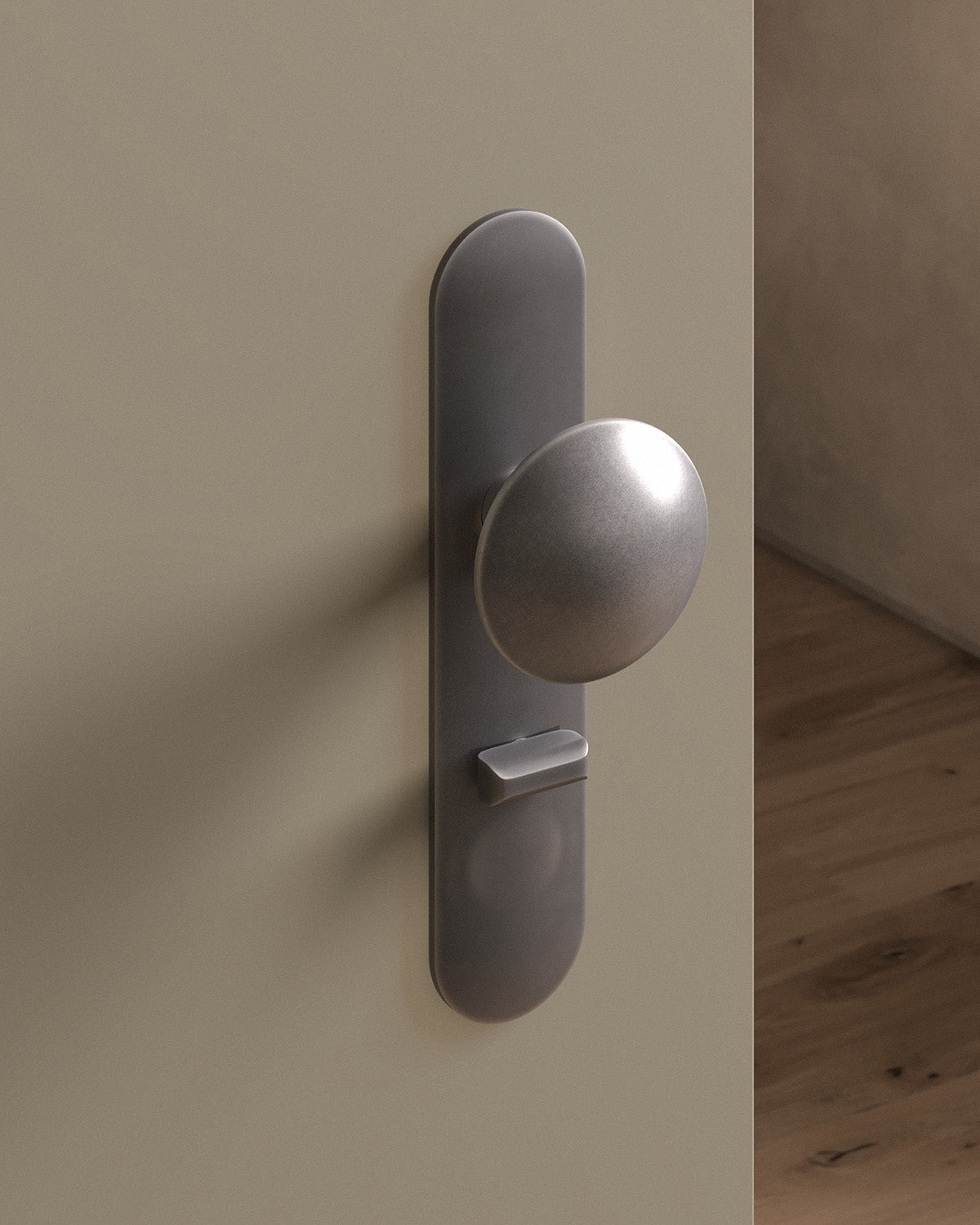 Cheever door knob set, mortise, escutcheon, privacy, Antique Nickel