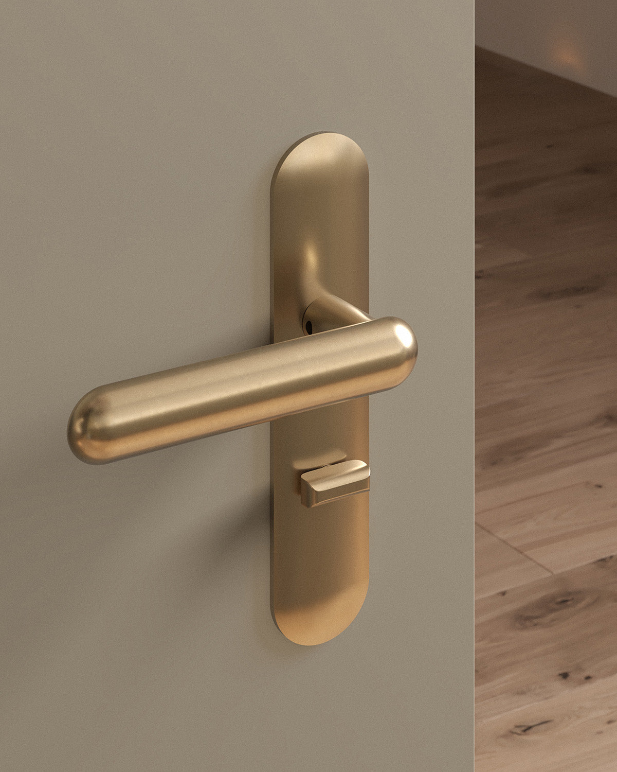 Cheever door lever set, mortise, escutcheon, privacy, Burnished Brass
