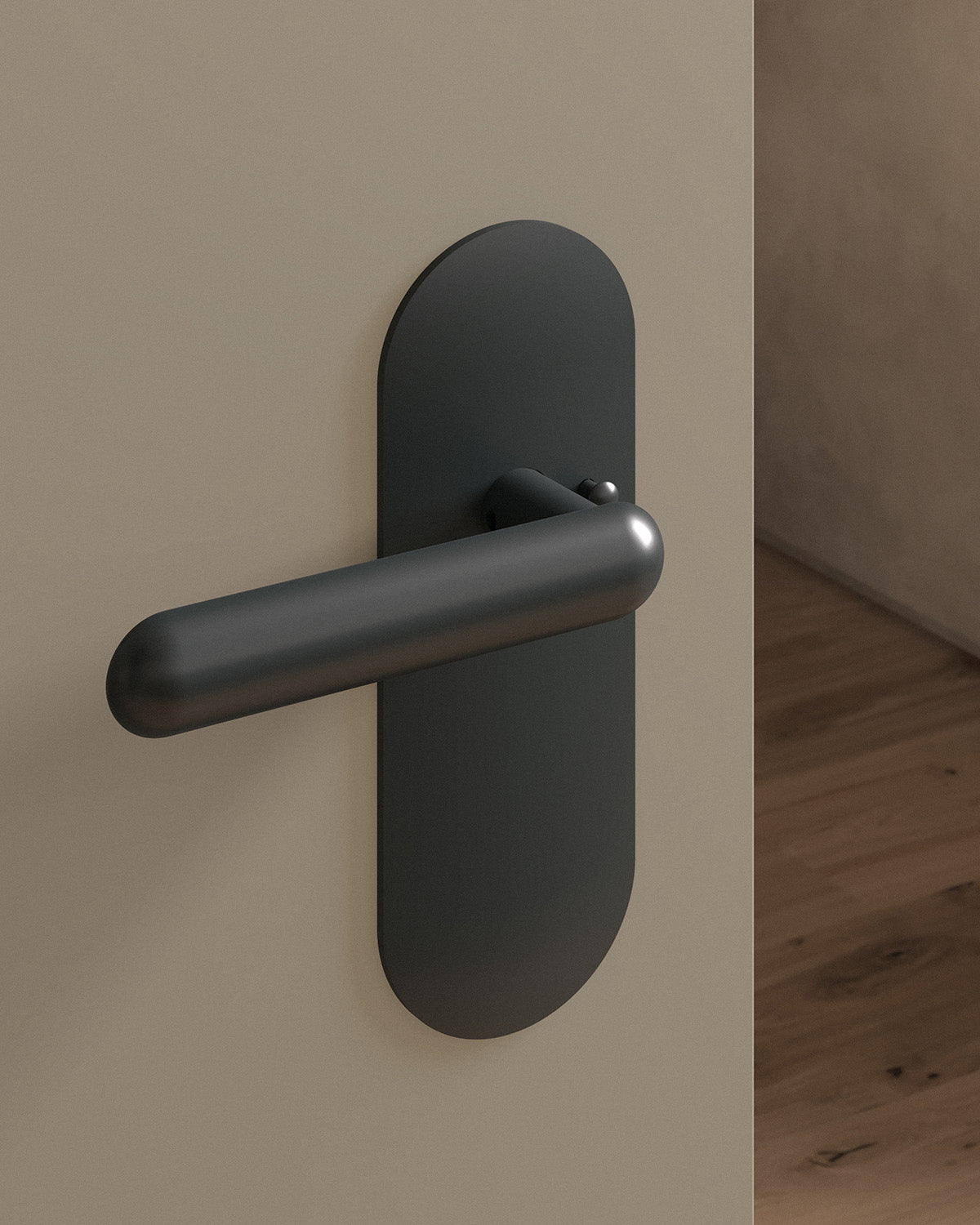 Cheever door lever set, tubular, escutcheon, privacy, Blackened Nickel